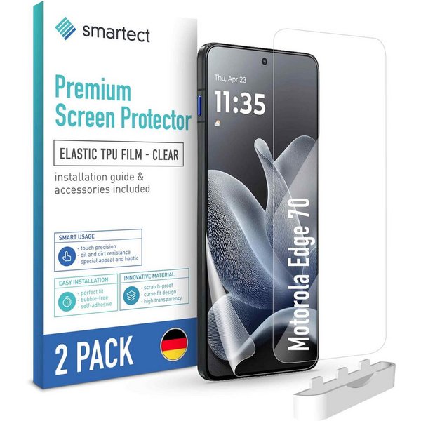 smartect Displayschutzfolie 2X TPU Schutzfolie Klar für Motorola Edge 70 für Motorola Edge 70, Set, 2 Stück, Ultra-klar, Kratzfest, Blasenfrei, Oleophob, Finger