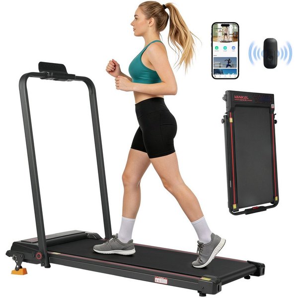 Vankel Laufband Klappbares Laufband, 0,75 PS, 1-12 km/h, 8% Steigung, bis 120 kg (mit App, Bluetooth, WLAN, LED-Display & Fernbedienung), max. 12km/h, bis 120kg
