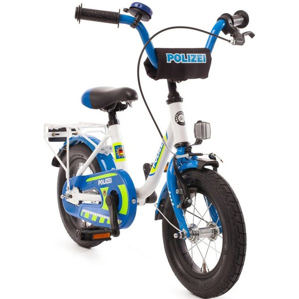 Bachtenkirch Kinderfahrrad 12 Zoll Polizei Fahrrad mit Rücktrittbremse Polizeifahrrad ab 3 Jahre, 1 Gang, Ständer, Klingel, Gepäckträger