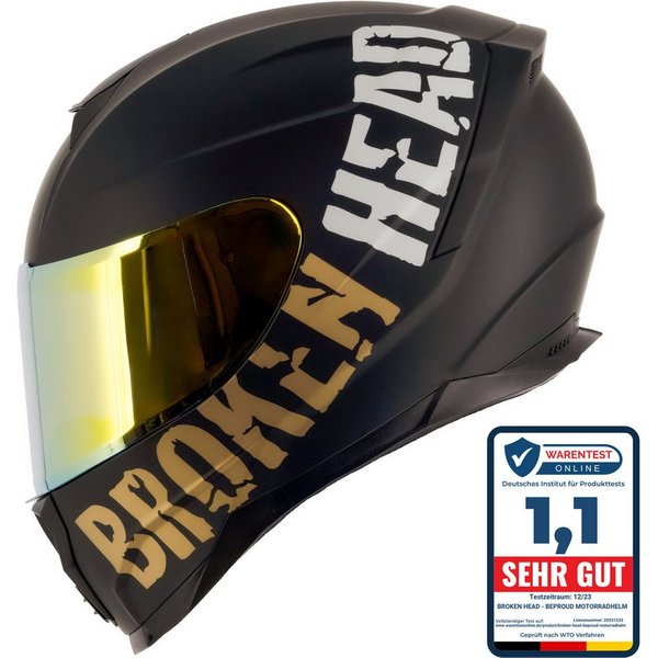Broken Head Motorradhelm BeProud Sport Gold (Mit Gold Verspiegeltem Visier), Hochwertiges Design