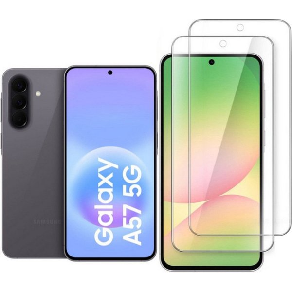CLM-Tech Displayschutzglas 2X für Samsung Galaxy A57 5G kristallklar - für Samsung Galaxy A57 5G, Panzerglas Folie - Blasenfreie Anbringung und kratzfest, 2 Stü