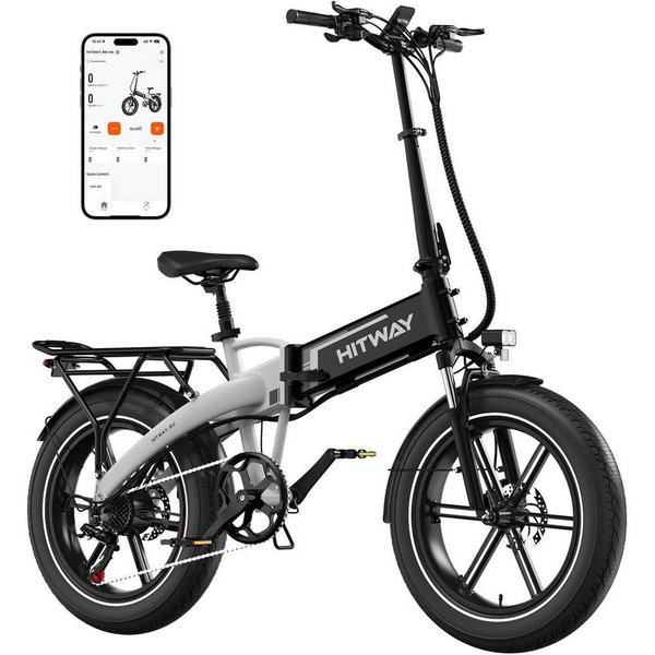 HITWAY E-Bike Mountainbike 20*4,0 zoll Elektrofahrrad mit 48V13Ah Akku Pedelec, 7 Gang shimano shimano Schaltwerk, Kettenschaltung, (1 tlg), E Mountainbike Klap