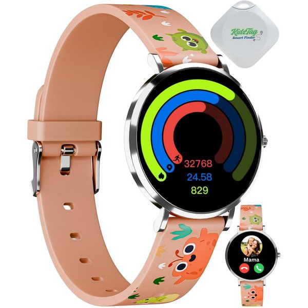XCOAST LINO-TIME, Kleine Kinder Smartwatch (37mm cm/1,19 Zoll) wie eine analog Kinderarmbanduhr, filigran, robust, 3-tlg., nur 6,9mm hoch, 6 Tage Akku Laufzeit,
