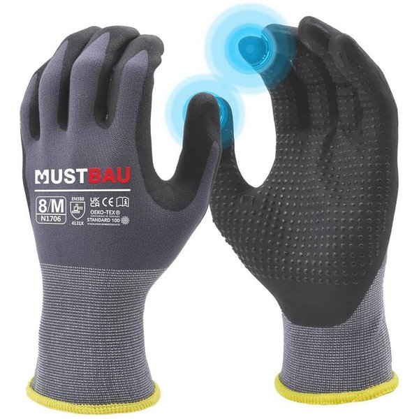 Mustbau Arbeitshandschuhe (3-St) 12/6/3 Pack, Abriebfest Gartenhandschuhe Montagehandschuhe
