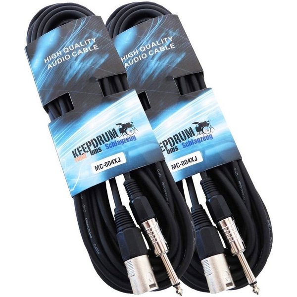 keepdrum keepdrum MC-004XJ 10m Audiokabel XLR-Klinke 2 Stück Audio-Kabel, XLR, 6,35-mm-Klinke (1000 cm), 2 x XLR-Klinke-Kabel