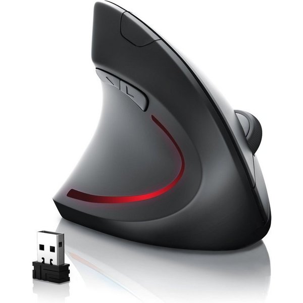 CSL Vertikal Mouse, optischer Sensor, kabellos mit Funk, Linkshänder ergonomische Maus (Funk, 1600 dpi, 2,4 GHz wireless Vertikalmaus, Vorbeugung von Mausarm Te