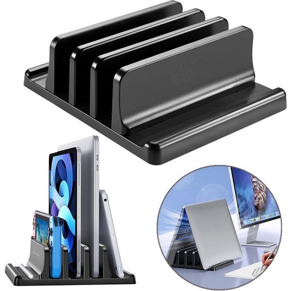 AFKSMILE Laptop-Ständer Vertikaler Laptopständer, 3 Steckplätze Verstellbarer Notebook Ständer, (5 in 1 Platzsparende Tischhalterung für Laptops für MacBook iPa