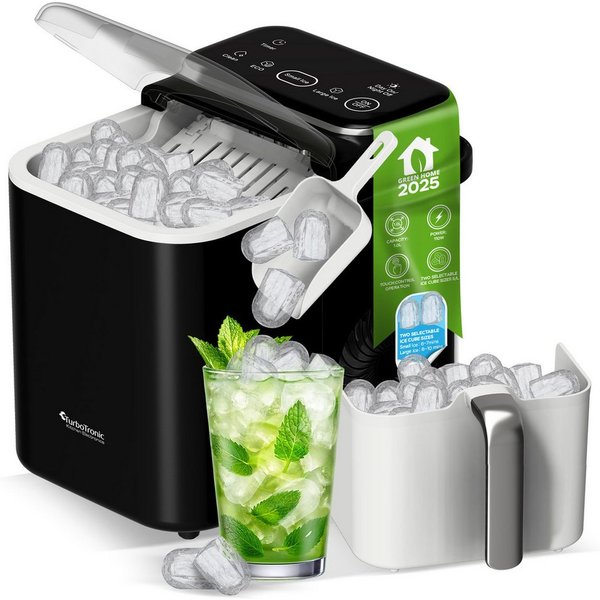 TurboTronic by Z-Line Eiswürfelmaschine 9 Eiswürfel in 6 Min. 2 Eis-Würfel Größen, Selbstreinigung, 12kg / 24h, Eiswürfelbereiter, Ice Cube Maker, 1,5l Tank, tr
