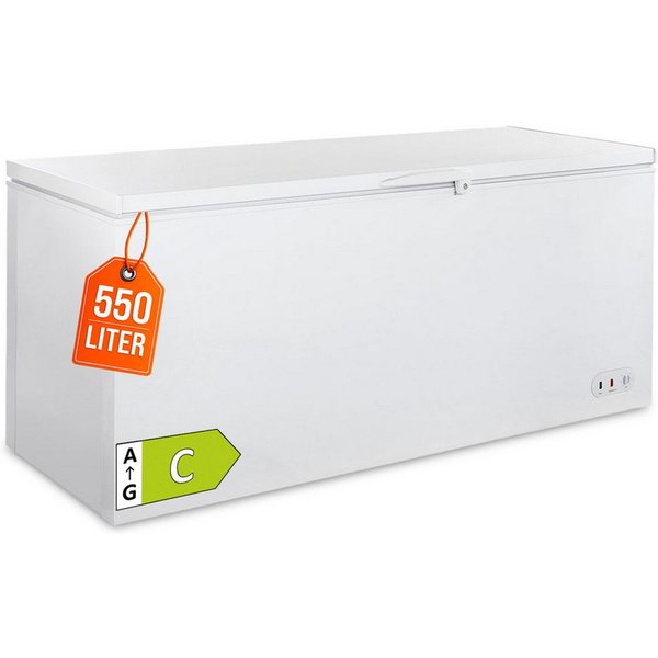 GastroHero Gefriertruhe Tiefkühltruhe ECO 650, 550L, Klappdeckel, abschließbar, Gastro TKTE650, 181.5 cm breit, Energieeffizienzklasse C, höhenverstellbare Füße