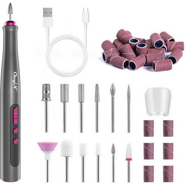 CkeyiN Maniküre-Pediküre-Set 12 in 1 Professionell elektrischer Nagelfräser 20000 U/min Nagelfräser, 12-tlg., 5 Geschwindigkeiten Digitalanzeige Elektrisches Na