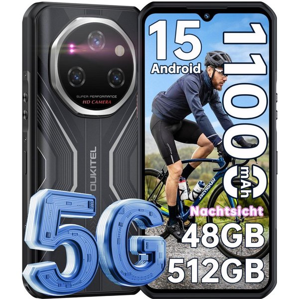 OUKITEL WP55 Pro 48+512GB 5G Outdoor Smartphone (16,76 cm/6.6 Zoll, 512 GB Speicherplatz, 108 MP Kamera, Android 15, IP68 Wasserdicht Baustellenhandy, 11000mAh,