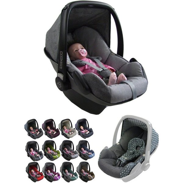 BambiniWelt by Rafael K. Babyschale Ersatzbezug kompatibel mit Maxi Cosi Pebble Babyschale 5-tlg, ab: 0+, bis: 14 Monate