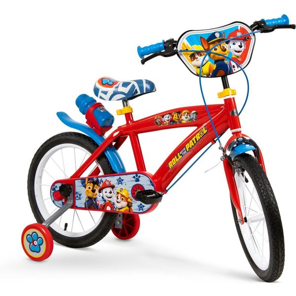 Toimsa Bikes Kinderfahrrad 16 Zoll Kinder Jungen Fahrrad Kinderrad Rad Bike Paw Patrol Blau Rot, 1 Gang, Stützräder, Trinkflasche