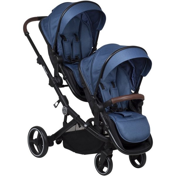 BabyGo Zwillings-Kombikinderwagen Twinner Set, Grey melange, (Set), inkl. 2 Regenhauben, Wickeltasche