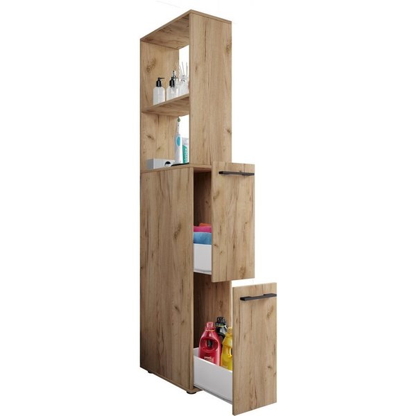VCM Hochschrank Sadilo B. 25 x T. 50 x H. 183 cm Viel Stauraum für Handtücher und Pflegeprodukte, für Bad und Gäste-WC