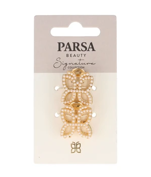 PARSA Beauty Haarklammer Metall mit Perlen, Gold Haarspangen · 2 Stk
