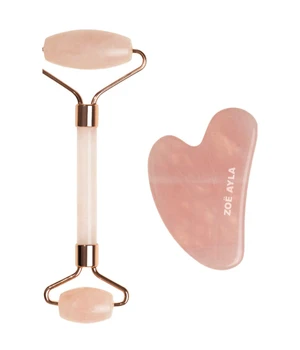 Zoë Ayla Gua Sha Therapy Gua Sha and Roller Set - Rose Quartz Gesichtspflegeset · 1 Stk