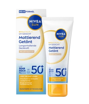 NIVEA SUN Breathable UV Gesicht Mattierend Getönt Heller Hauttyp LSF 50+ Sonnencreme · 40 ml