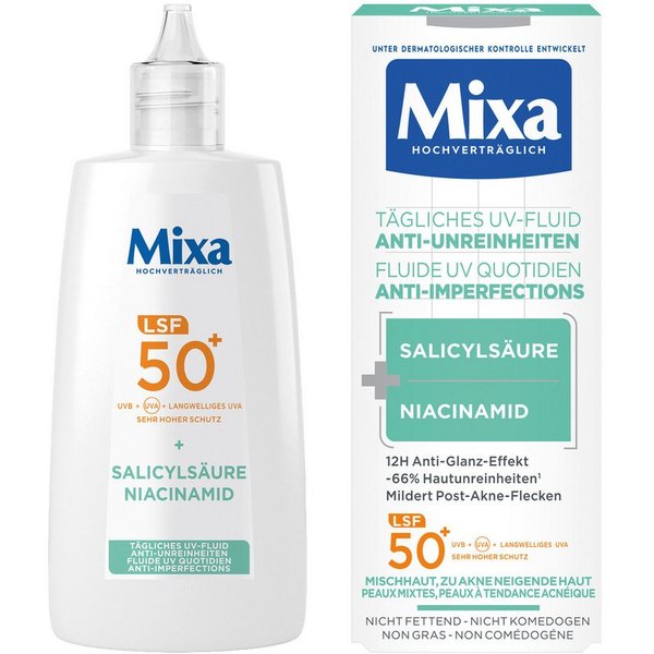 Mixa Tägliches UV-Fluid LSF50+ Anti-Unreinheiten Sonnenlotion · 40 ml