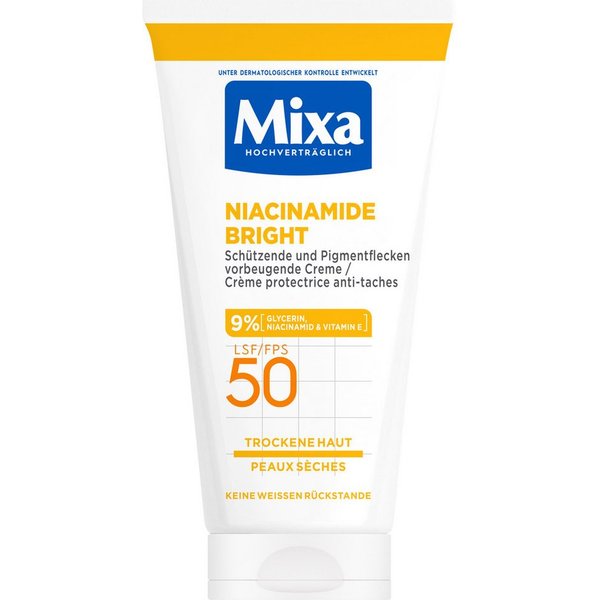Mixa Niacinamide Bright LSF 50 Anti-Pigmentflecken Körpercreme · 50 ml