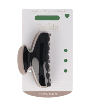 Solida Haarklammer schwarz/beige groß shiny Haarspangen · 1 Stk