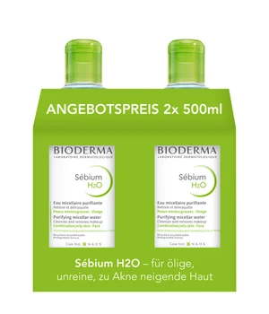 BIODERMA Sébium H2O - Anti-Unreinheiten Mizellenwasser für ölige und zu Akne neigende Haut, sanft klärend - Duopack Make-up Entferner · 1000 ml