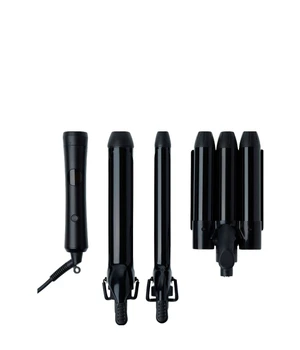 Rapunzel of Sweden Interchangeable Hair Styling Tool Kit Base + 25mm + 38mm + Waver Lockenstab · 4 Stk