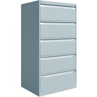BISLEY Hängeregistraturschrank, zweibahnig, 5 Schubladen, lichtgrau – Ansicht 1