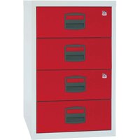 Bisley Home Container, mit 4 Schubladen grau/rot – Ansicht 1