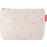 MELA Kosmetiktasche aus Bio-Baumwoll-Canvas 20 x 15 cm, greige/candy grid print