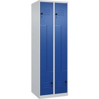 C+P Z-Spind Classic PLUS, 4 Fächer, 1850x600x500mm, Lichtgrau/Enzianblau – Ansicht 1