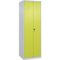 C+P Wäsche-/Garderobenspind Classic PLUS, 2 Abteile, 1850x600x500mm, Lichtgrau/Clowngrün – Ansicht 1