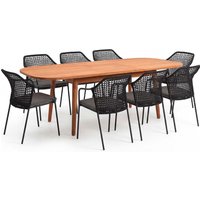 Gartenmöbel-Set "Madera & Burano" 9-tlg. 1 Tisch 180/240 x 100 cm, 8 Sessel, teak/anthrazi