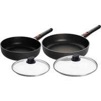 Woll Pfannen 2er-Set “ECO Lite QXR“ mit Deckel, 7 cm hoch, mit abnehmbarem Stiel