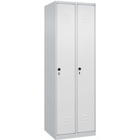 C+P Spind Classic PLUS, 2 Abteile, 1850x600x500mm, Lichtgrau/Verkehrsweiß – Ansicht 1