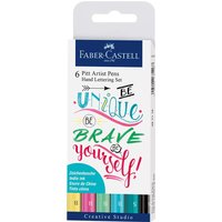 Faber-Castell Tuschestifte-Set, Pastelltöne, Pitt Artist Pen, Handlettering-Set, 6 Stk. – Ansicht 1