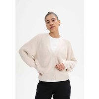 MELA Bio-Damen-Rippstrick-Cardigan 'BHUMA' mit Raglan-Ärmel, creme melange, Gr. M – Ansicht 1