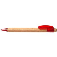 PEFC-zert. Holz-Druckkugelschreiber 'Prisma wood' rot trans. Funktions