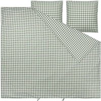 MELA Bio-Bettwäsche "MAJULI CHECKS" aus Perkal, 3-tlg., 240x220/80x80 cm, herbalgreen/weiß