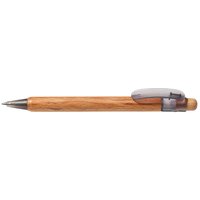 PEFC-zert. Holz-Druckkugelschreiber 'Prisma wood' rauch trans. Funktionsteilen