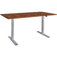 memo Höhenverstellbarer Schreibtisch "ON" grau, Robinie massiv, B 100 x T 60 cm