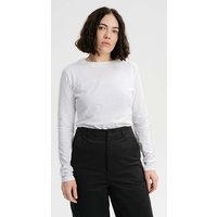 MELA Bio-Damen-Langarmshirt 'DHIVYA' mit Feinripp-Rundhalsausschnitt, weiß, Gr. L – Ansicht 1