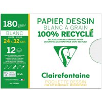 Clairfontaine 'Dessin à grain Recycle' - Mappe mit Zeichenpapier, 24 x 32 cm, 12 Blatt – Ansicht 1