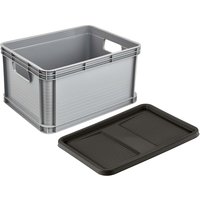 keeeper EURO-BOX "Robert" mit Deckel "Roberta", stapelbar, 40x30x22 cm, 20 l, grau – Ansicht 1