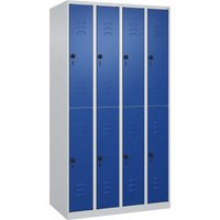 C+P Doppelstock-Spind Classic PLUS, 8 Fächer, 1850x1000x500mm, Lichtgrau/Enzianblau – Ansicht 1