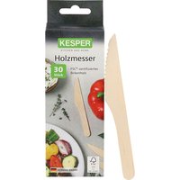 KESPER Einwegmesser aus FSC-Birkenholz, 30er-Pack, Länge 16 cm