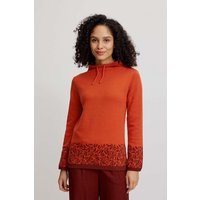 tranquillo Bio-Damen-Strickpullover mit verstellbarem Kragen, rooibos paisley, Gr. S