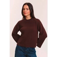 tranquillo Bio-Damen-Strickpullover 'Sunnaa' mit Raglanärmel, shaved chocolate, Gr. S – Ansicht 1