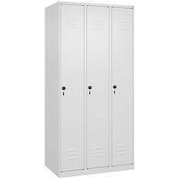 C+P Spind Classic PLUS, 3 Abteile, 1850x900x500mm, Verkehrsweiß/Verkehrsweiß – Ansicht 1