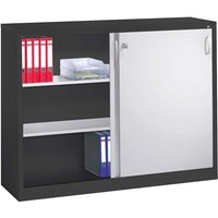Schiebetürenschrank aus Stahl 160 cm breit anthrazit/alusilber T 40 H 120 – Ansicht 1